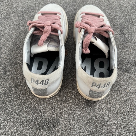 P448 Cream with Rose and Silver Trims Shoes Made in Italy Size 36 - Picture 3 of 13